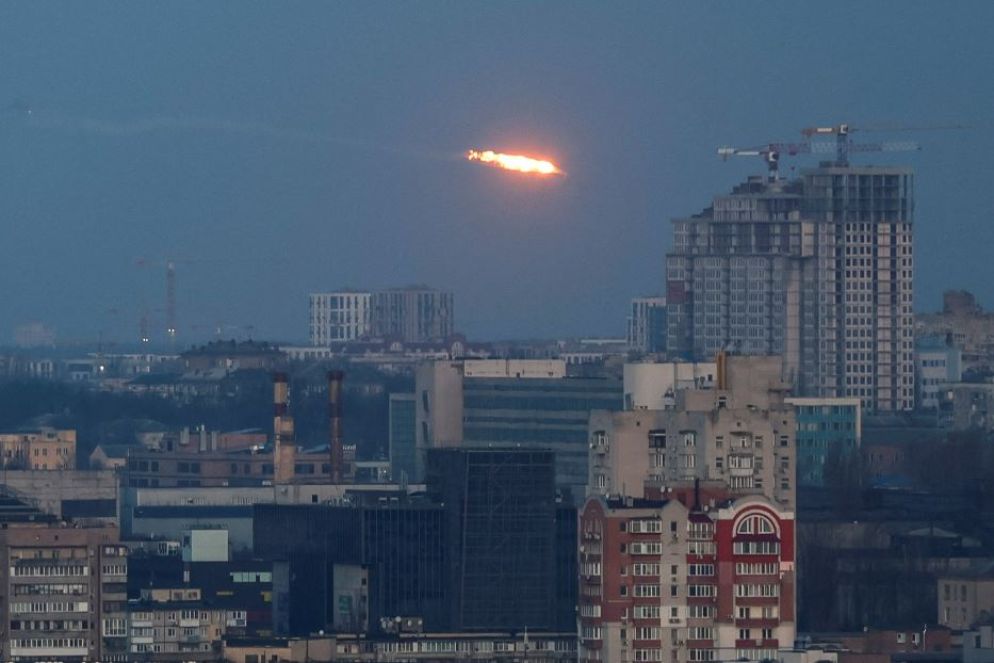 L'arrivo di uno dei missili che hanno bombardato Kiev - Reuters