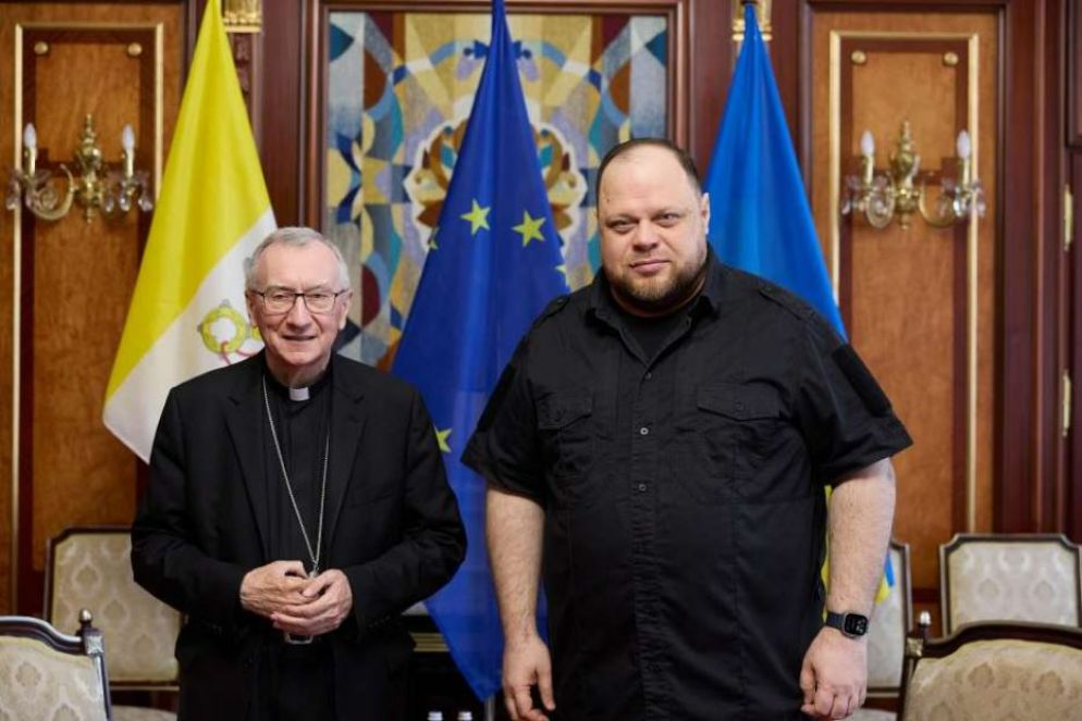 L'incontro fra il cardinale Pietro Parolin e il presidente del Parlamento, Ruslan Stefanchuk - Verchovna Rada