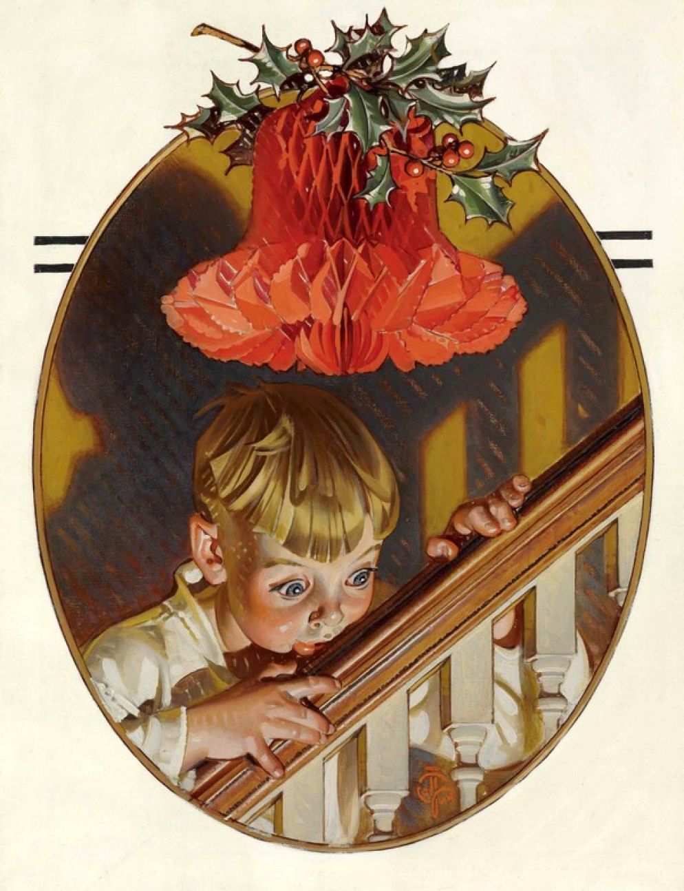 Joseph Christian Leyendecker (1874-1951), Christmas Peek (Sbirciando il Natale), 1939, olio su tela, 78.7 x 61.6 cm.