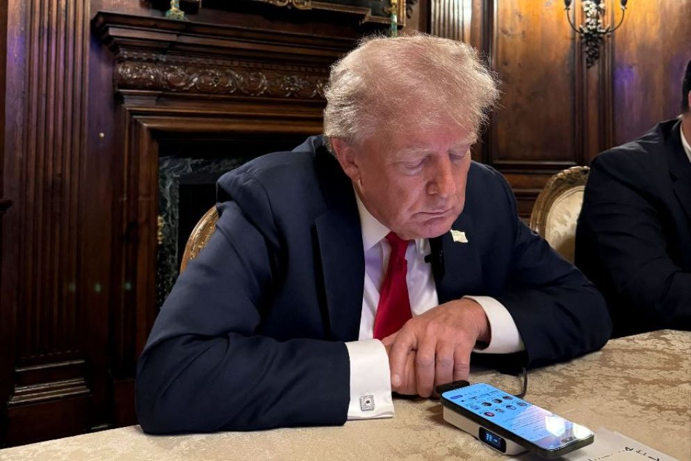 Donald Trump durante il collegamento - Reuters