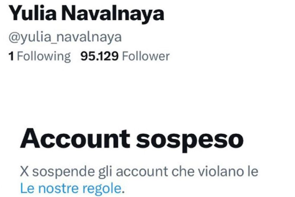 Il profilo X di Yulia Navalnya oscurato - Ansa
