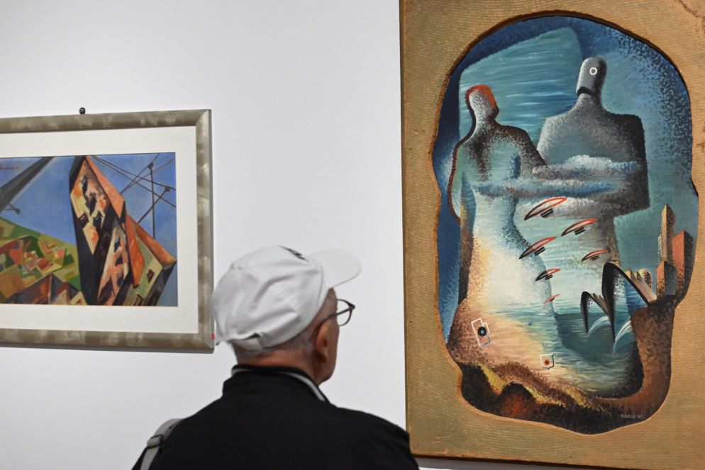 Una sala della mostra “Il tempo del Futurismo” alla Galleria Nazionale d'Arte Moderna e Contemporanea (Gnam) di Roma - Ansa/Maurizio Brambatti