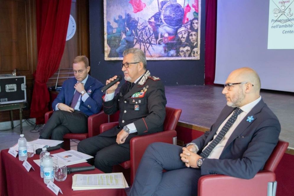 Un momento della Conferenza stampa di presentazione. Da sinistra Luigi Cantamessa, il generale di Divisione dei Carabinieri Alfredo Manzo e Paolo Vicchiarella - V.G.