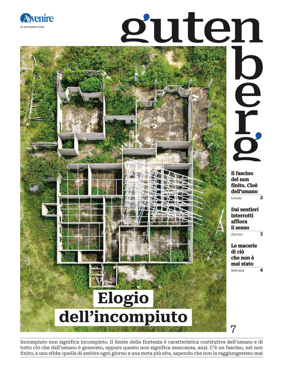 La copertina di "Gutenberg" n. 7, 22 novembre 2024 - -