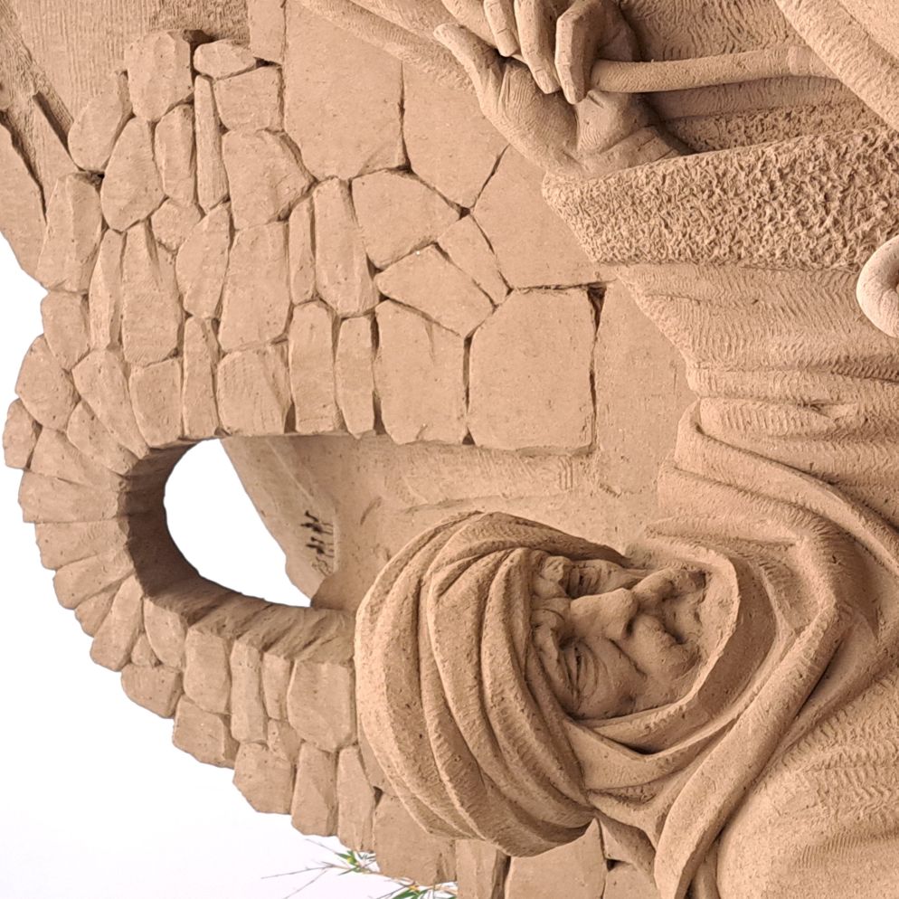 Uno dei Magi, sullo sfondo la carovana di cammellieri - .