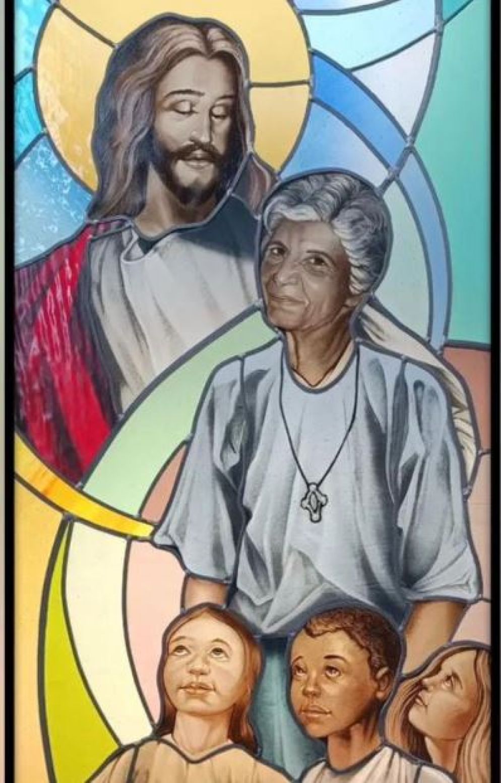 La vetrata nella parrocchiale di Lomagna - don A. Restelli