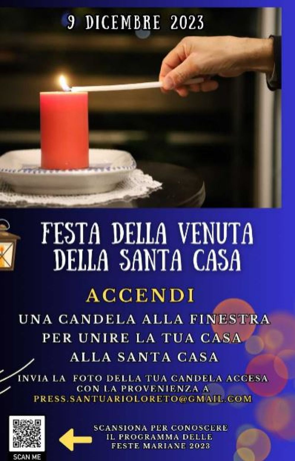 La locandina di invito alla preghiera per la Madonna di Loreto per dicembre 2023 - Santuario di Loreto