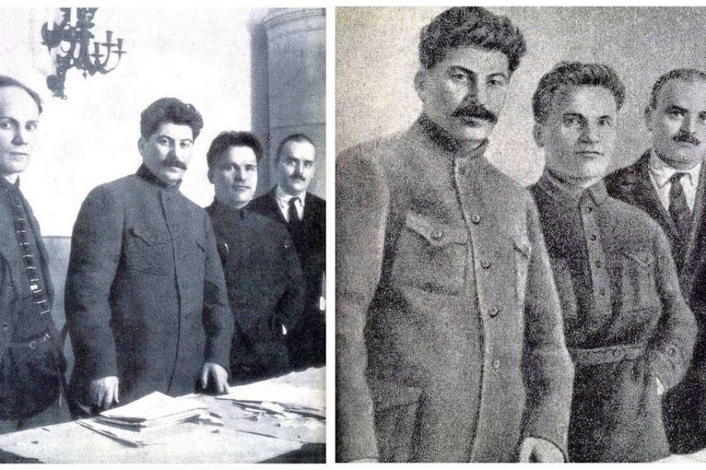 La versione originale e i primi tagli della foto di cinque - WikiCommons