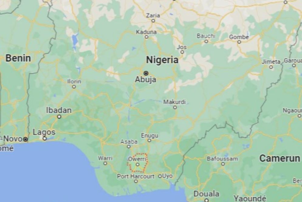 In rosso lo Stato di Imo, nel sud della Nigeria - Google Maps