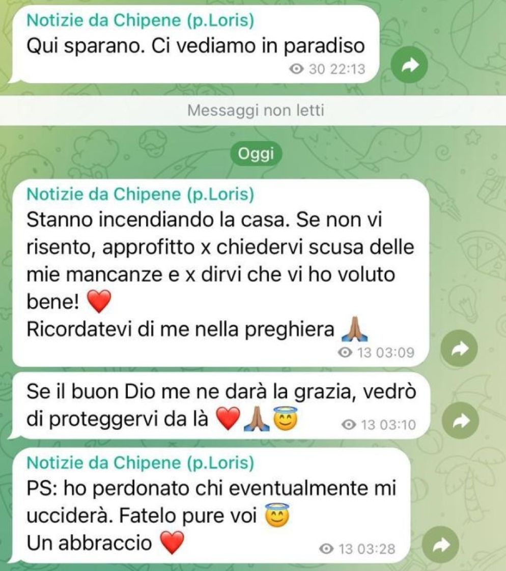 I messaggi inviati da don Loris alla diocesi di Concordia-Pordenone - Ufficio Missionario Diocesi di Concordia-Pordenone