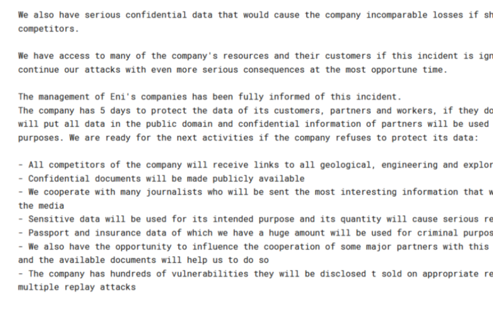 L'elenco di alcuni dei documenti trafugati dagli hacker alla "Melitah Oil and Gas"