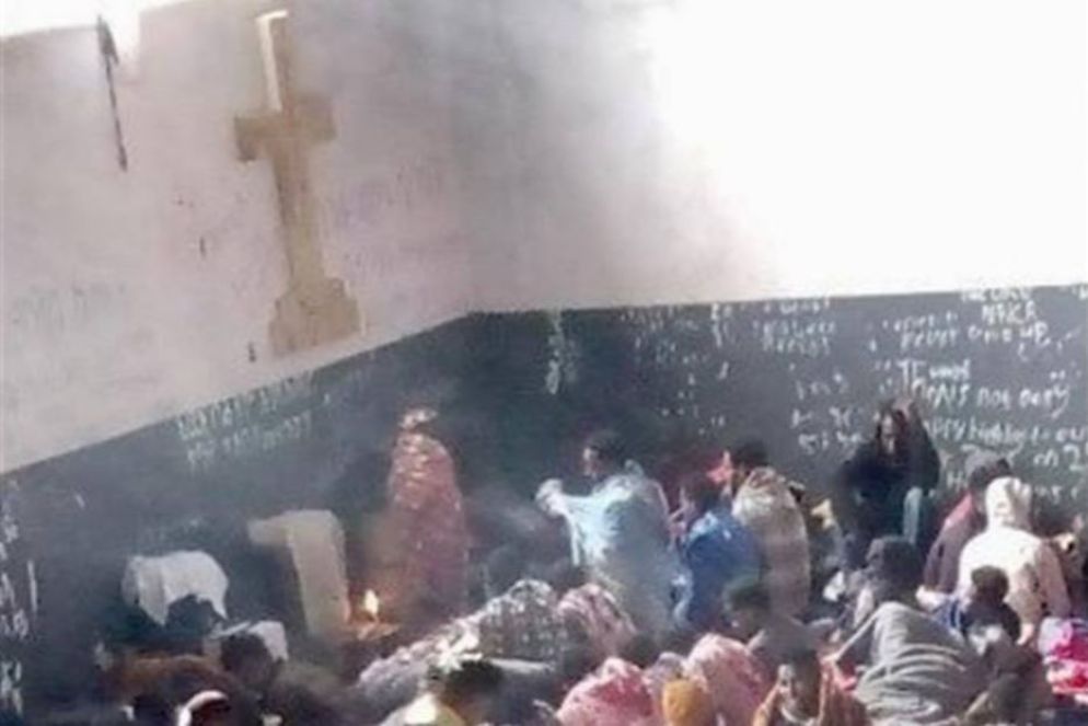 La croce allestita in un lager libico - N.S.