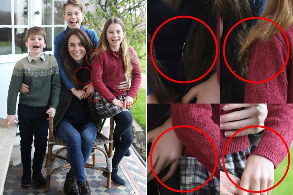 La foto ritoccata della principessa Kate e dei suoi figli - ANSA