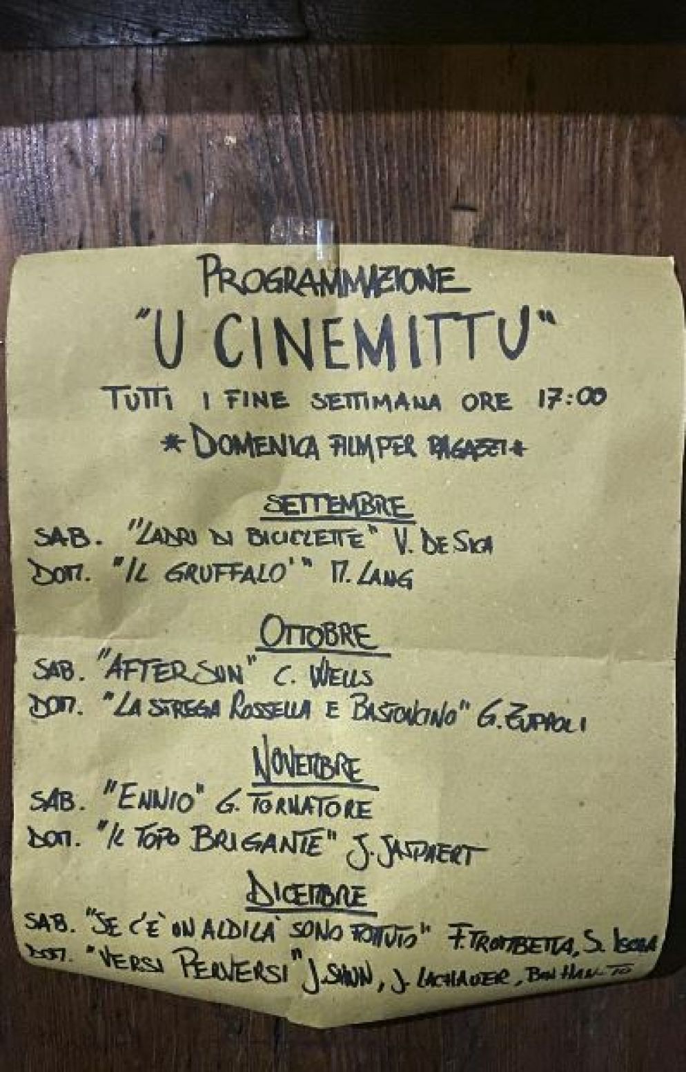 La programmazione di U Cinemittu